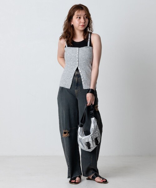 FREAK'S STORE（フリークスストア）の「マルチWAYボタンニットビスチェ/ニットキャミ（ニット/セーター・レディース・ネイビー/ライトグレー・ﾌﾘ-）」の16枚目の写真