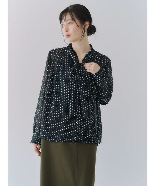 YECCA VECCA（イェッカヴェッカ）の「ジオメ柄ボウタイブラウス（シャツ/ブラウス・レディース・ブラック/アイボリー/グリーン・FREE）」の6枚目の写真