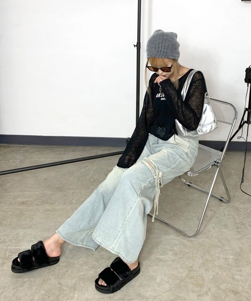 non-hedge(ノンヘッジ)の「フェイクファーフラットサンダル(サンダル・レディース・ブラック/グレー・M/L/S)」の20枚目の写真