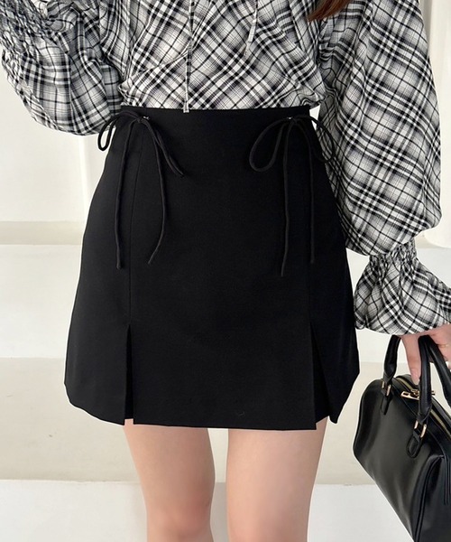 one after another NICE CLAUP(ワンアフターアナザーナイスクラップ)の「2WAYリボンミニスカート【リボン取り外し可能】(スカート・レディース・ブラック/ブラウン系/杢グレー/ネイビー系/ブラウン系その他/ブラック系/ネイビー系1・FREE)」の2枚目の写真