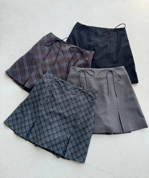 one after another NICE CLAUP(ワンアフターアナザーナイスクラップ)の「2WAYリボンミニスカート【リボン取り外し可能】(スカート・レディース・ブラック/ブラウン系/杢グレー/ネイビー系/ブラウン系その他/ブラック系/ネイビー系1・FREE)」の12枚目の写真