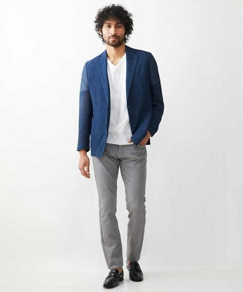 MICHEL KLEIN HOMME (ミッシェルクランオム)の「メッシュテーラードジャケット(テーラードジャケット・メンズ・ネイビー/グレー・MEDIUM/LARGE/X-LARGE)」の5枚目の写真