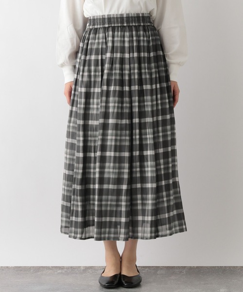 GLOBAL WORK Smile Seed Store（グローバルワーク スマイルシードストア）の「シャイニーフレアチェックスカート/138933（スカート・レディース・ベージュ/ブラウン/チャコール・MEDIUM/X-LARGE/SMALL/LARGE）」の13枚目の写真