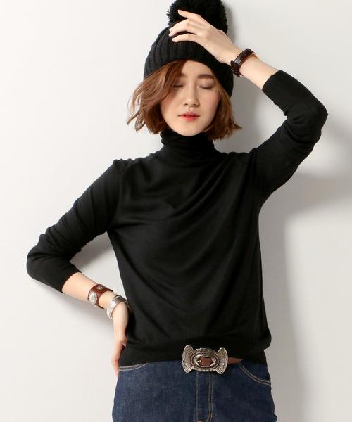 UNITED ARROWS(ユナイテッドアローズ)の「UBBT W/SI/CA タートルニット◆(ニット/セーター・レディース・オフホワイト/ブラック/ダークグレー/オリーブ/グレー/ベージュ・フリー)」の1枚目の写真