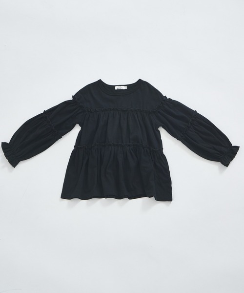 pairmanon（ペアマノン）の「【綿100%】メロー カットソー ティアード 長袖チュニック（Tシャツ/カットソー・キッズ・オリーブ/ブラック/ベージュ/ピンク/ブルー系その他/ピンク系その他/ベージュ系その他/ブルー/レッド系その他/ピンク系その他2/ブラウン/ブラック系その他/グリーン/オフホワイト/ピンク系その他3・100/90/110/120/140/150/130）」の16枚目の写真