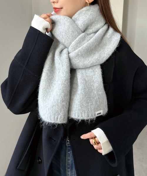 セール】【新色追加】ウール混モヘアライクロングマフラー（マフラー