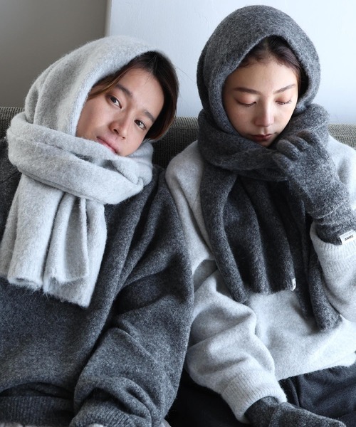 セール】【新色追加】ウール混モヘアライクロングマフラー（マフラー