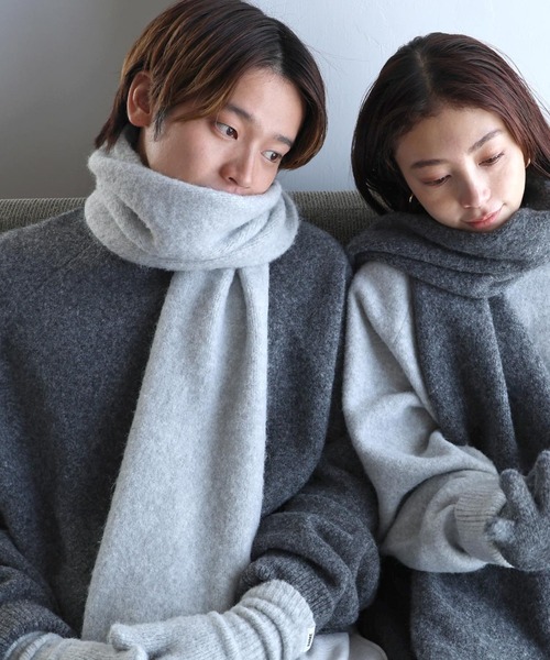 セール】【新色追加】ウール混モヘアライクロングマフラー（マフラー