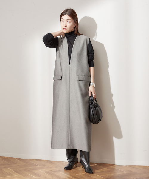 journal standard L'essage(ジャーナルスタンダードレサージュ)の「DRYツイルスリットワンピース(ワンピース・レディース・ブラック/ブラック系その他・FREE)」の2枚目の写真