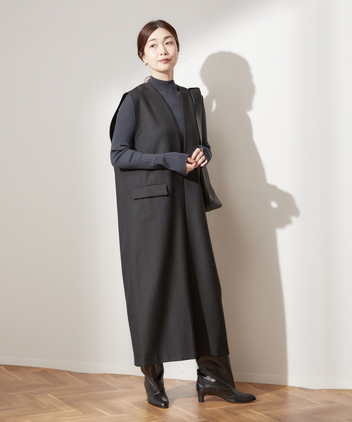 journal standard L'essage(ジャーナルスタンダードレサージュ)の「DRYツイルスリットワンピース(ワンピース・レディース・ブラック/ブラック系その他・FREE)」の3枚目の写真