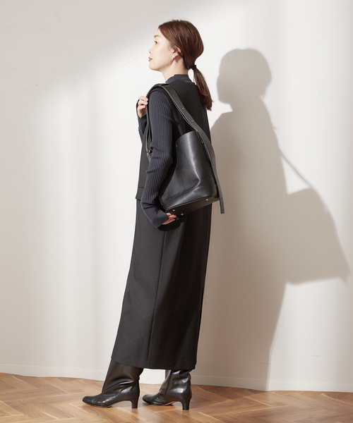 journal standard L'essage(ジャーナルスタンダードレサージュ)の「DRYツイルスリットワンピース(ワンピース・レディース・ブラック/ブラック系その他・FREE)」の5枚目の写真