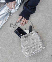 minia | ラインストーンミニ巾着バッグ ＜ ハンド・ショルダー 2WAY ＞(ショルダーバッグ)