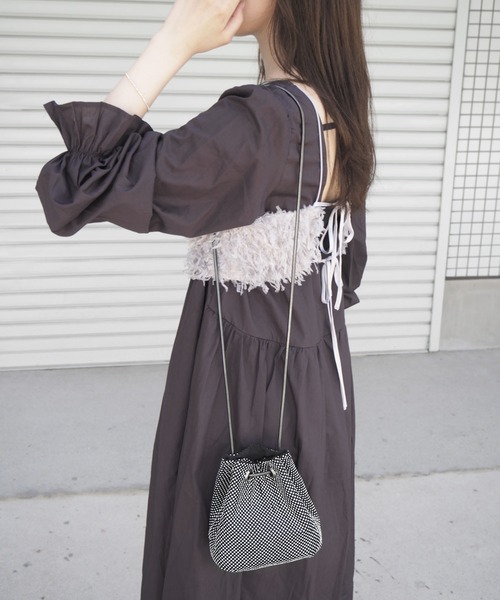 minia（ミニア）の「ラインストーンミニ巾着バッグ ＜ ハンド・ショルダー 2WAY ＞（ショルダーバッグ・レディース・シルバー/ブラック/ゴールド・FREE）」の2枚目の写真