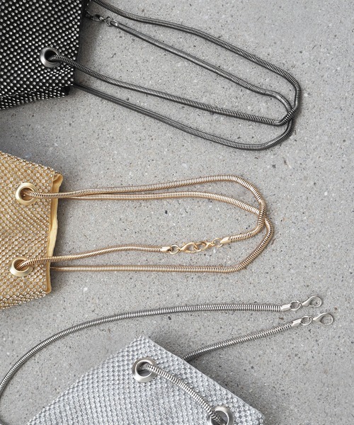 minia（ミニア）の「ラインストーンミニ巾着バッグ ＜ ハンド・ショルダー 2WAY ＞（ショルダーバッグ・レディース・シルバー/ブラック/ゴールド・FREE）」の8枚目の写真