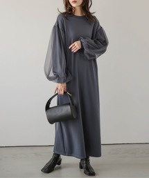 チュールドッキングスリーブワンピース