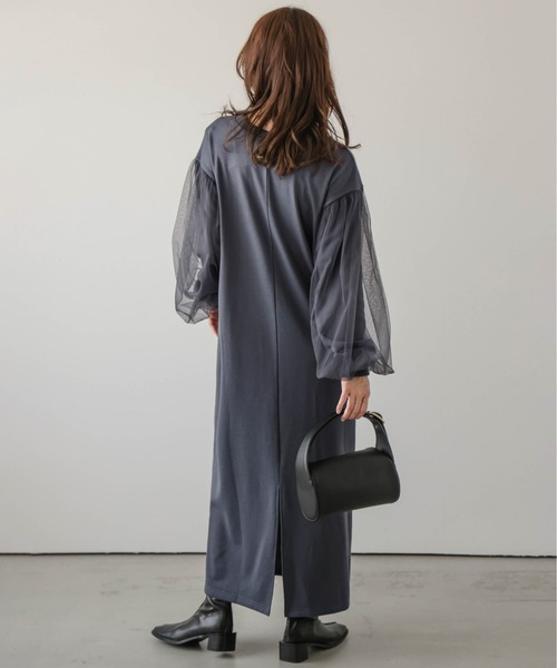 AMELY（エミリー）の「チュールドッキングスリーブワンピース（ワンピース・レディース・ブラック/グレー/ブラウン/杢グレー・フリー）」の16枚目の写真