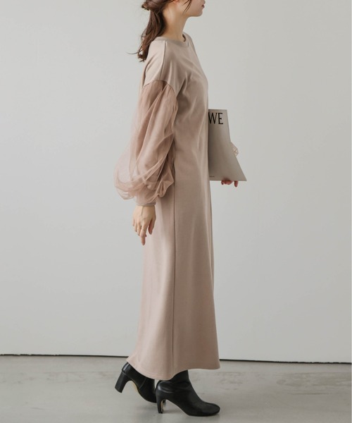 AMELY（エミリー）の「チュールドッキングスリーブワンピース（ワンピース・レディース・ブラック/グレー/ブラウン/杢グレー・フリー）」の21枚目の写真
