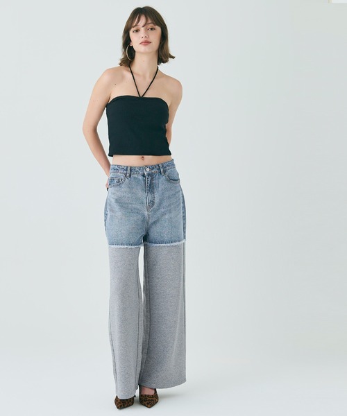 セール】スウェットドッキングデニムパンツ（デニムパンツ）｜coca