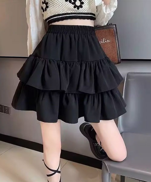 Mayree（メイリー）の「【Mayree】ティアード ミニ スカート インナーパンツ付き（スカート・レディース・ホワイト/ブラック・SMALL/MEDIUM/LARGE）」の8枚目の写真