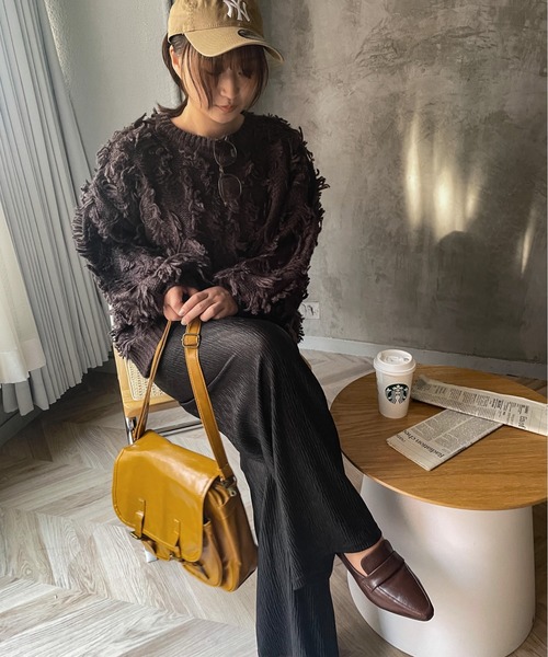 ENIM BY VICKY(エニムバイビッキー)の「フリンジニットトップス《手洗い可能》(ニット/セーター・レディース・チャコールグレー/オフホワイト・M)」の10枚目の写真