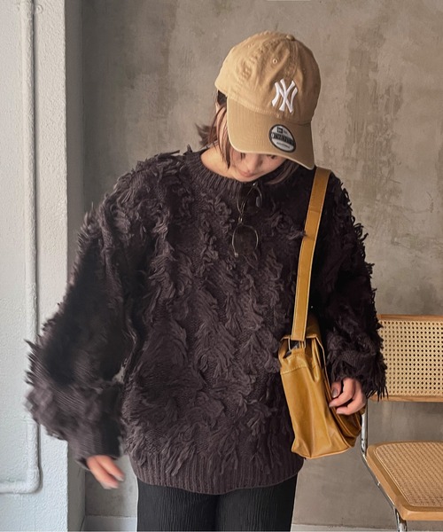 ENIM BY VICKY(エニムバイビッキー)の「フリンジニットトップス《手洗い可能》(ニット/セーター・レディース・チャコールグレー/オフホワイト・M)」の15枚目の写真