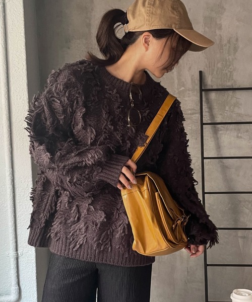 ENIM BY VICKY(エニムバイビッキー)の「フリンジニットトップス《手洗い可能》(ニット/セーター・レディース・チャコールグレー/オフホワイト・M)」の16枚目の写真