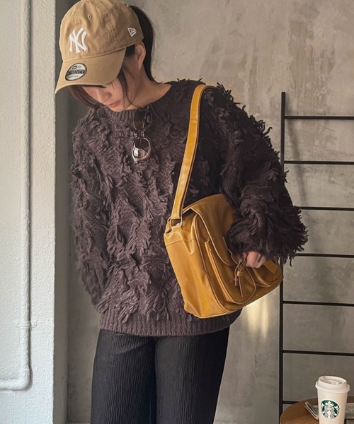 ENIM BY VICKY(エニムバイビッキー)の「フリンジニットトップス《手洗い可能》(ニット/セーター・レディース・チャコールグレー/オフホワイト・M)」の17枚目の写真