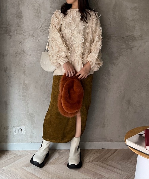 ENIM BY VICKY(エニムバイビッキー)の「フリンジニットトップス《手洗い可能》(ニット/セーター・レディース・チャコールグレー/オフホワイト・M)」の8枚目の写真