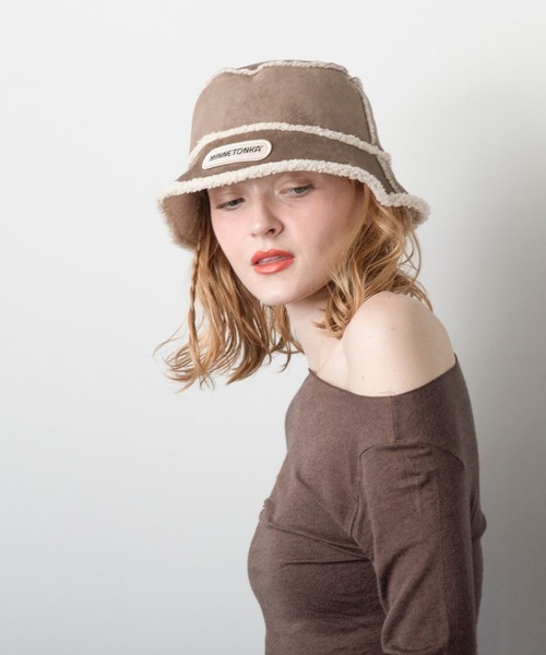 Minnetonka（ミネトンカ）の「【MINNETONKA】ミネトンカ SUEDE BOA REVERSIBLE BUCKET HAT スエード× ボアリバーシブルバケットハット（ハット・レディース・アイボリー/グレー/ブラウン・57-59cm）」の3枚目の写真