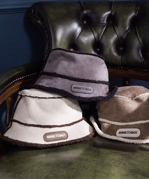 Minnetonka（ミネトンカ）の「【MINNETONKA】ミネトンカ SUEDE BOA REVERSIBLE BUCKET HAT スエード× ボアリバーシブルバケットハット（ハット・レディース・アイボリー/グレー/ブラウン・57-59cm）」の6枚目の写真
