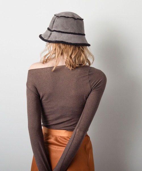 Minnetonka（ミネトンカ）の「【MINNETONKA】ミネトンカ SUEDE BOA REVERSIBLE BUCKET HAT スエード× ボアリバーシブルバケットハット（ハット・レディース・アイボリー/グレー/ブラウン・57-59cm）」の12枚目の写真