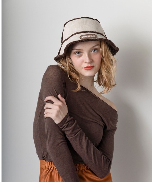 Minnetonka（ミネトンカ）の「【MINNETONKA】ミネトンカ SUEDE BOA REVERSIBLE BUCKET HAT スエード× ボアリバーシブルバケットハット（ハット・レディース・アイボリー/グレー/ブラウン・57-59cm）」の16枚目の写真