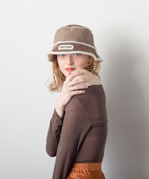 Minnetonka（ミネトンカ）の「【MINNETONKA】ミネトンカ SUEDE BOA REVERSIBLE BUCKET HAT スエード× ボアリバーシブルバケットハット（ハット・レディース・アイボリー/グレー/ブラウン・57-59cm）」の14枚目の写真