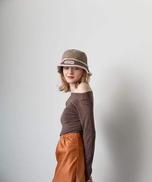 Minnetonka（ミネトンカ）の「【MINNETONKA】ミネトンカ SUEDE BOA REVERSIBLE BUCKET HAT スエード× ボアリバーシブルバケットハット（ハット・レディース・アイボリー/グレー/ブラウン・57-59cm）」の15枚目の写真