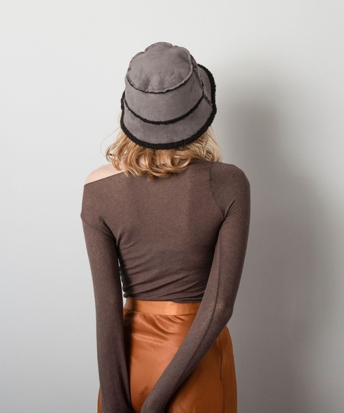 Minnetonka（ミネトンカ）の「【MINNETONKA】ミネトンカ SUEDE BOA REVERSIBLE BUCKET HAT スエード× ボアリバーシブルバケットハット（ハット・レディース・アイボリー/グレー/ブラウン・57-59cm）」の11枚目の写真