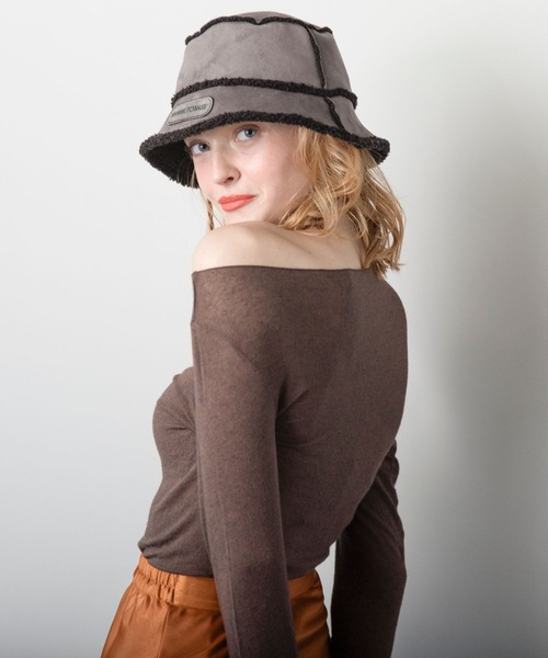 Minnetonka（ミネトンカ）の「【MINNETONKA】ミネトンカ SUEDE BOA REVERSIBLE BUCKET HAT スエード× ボアリバーシブルバケットハット（ハット・レディース・アイボリー/グレー/ブラウン・57-59cm）」の10枚目の写真