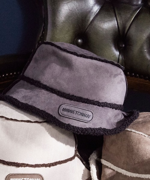 Minnetonka（ミネトンカ）の「【MINNETONKA】ミネトンカ SUEDE BOA REVERSIBLE BUCKET HAT スエード× ボアリバーシブルバケットハット（ハット・レディース・アイボリー/グレー/ブラウン・57-59cm）」の19枚目の写真