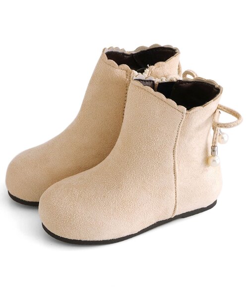 apres les cours（アプレレクール）の「リボンパールショートブーツ（ブーツ・キッズ・ブラウン/ベージュ・14/15 /16/17/18/19）」の7枚目の写真