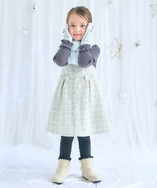 apres les cours（アプレレクール）の「リボンパールショートブーツ（ブーツ・キッズ・ブラウン/ベージュ・14/15 /16/17/18/19）」の11枚目の写真