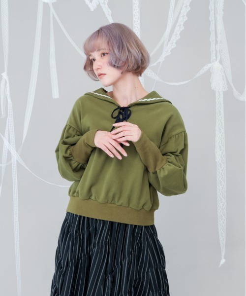 セーラーカラーアームウォーマー風トレーナー