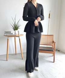 paravion | 【SET ITEM】ペプラムカーデ×フレアニットパンツ(その他パンツ)