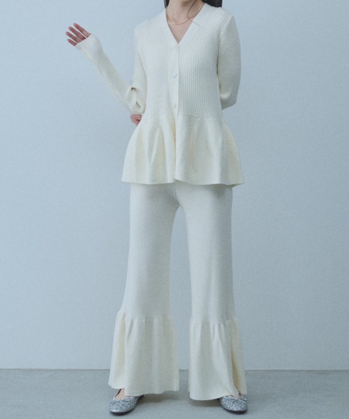 paravion（パラビオン）の「【SET ITEM】ペプラムカーデ×フレアニットパンツ（その他パンツ・レディース・ブラック/ホワイト・FREE）」の13枚目の写真