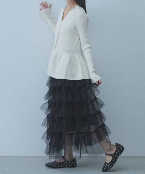 paravion（パラビオン）の「【SET ITEM】ペプラムカーデ×フレアニットパンツ（その他パンツ・レディース・ブラック/ホワイト・FREE）」の14枚目の写真