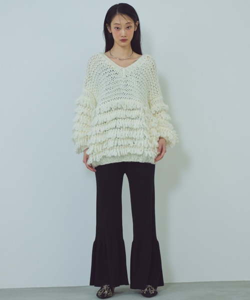 paravion（パラビオン）の「【SET ITEM】ペプラムカーデ×フレアニットパンツ（その他パンツ・レディース・ブラック/ホワイト・FREE）」の19枚目の写真