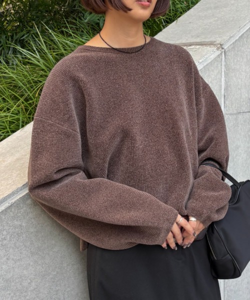 A part by（アパートバイ）の「モールプルオーバー_長袖（ニット/セーター・レディース・ベージュ/チャコールグレー/ブルー系その他5/ブラウン/ライトグリーン/グレー・FREE）」の4枚目の写真