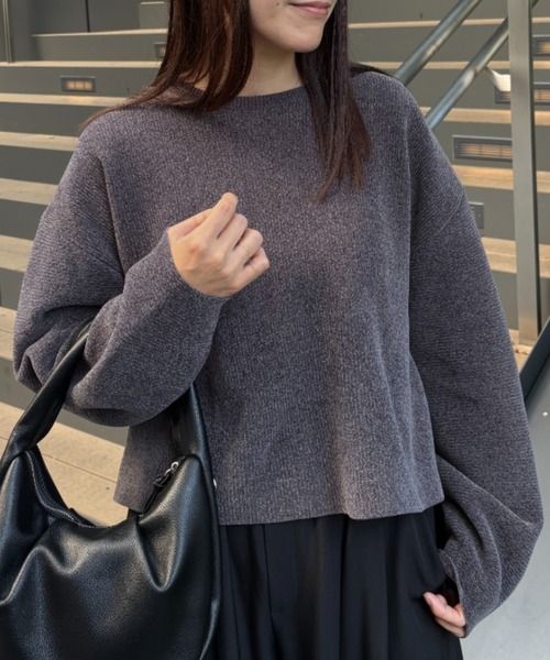 A part by（アパートバイ）の「モールプルオーバー_長袖（ニット/セーター・レディース・ベージュ/チャコールグレー/ブルー系その他5/ブラウン/ライトグリーン/グレー・FREE）」の3枚目の写真