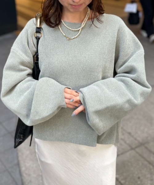 A part by（アパートバイ）の「モールプルオーバー_長袖（ニット/セーター・レディース・ベージュ/チャコールグレー/ブルー系その他5/ブラウン/ライトグリーン/グレー・FREE）」の5枚目の写真