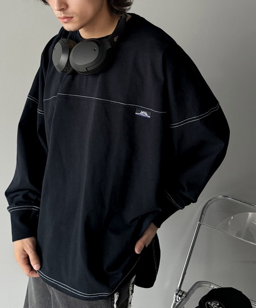 Java(ジャバ)の「《Javaジャバコラボ》胸元javaネーム綿100%長袖フットボールTシャツ(Tシャツ/カットソー・メンズ・オートミール/オフホワイト/ブラック・LARGE/MEDIUM/X-LARGE)」の1枚目の写真