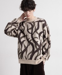 RAGEBLUE | トライバル柄/ジャガード織りルーズニットクルー(ニット/セーター)