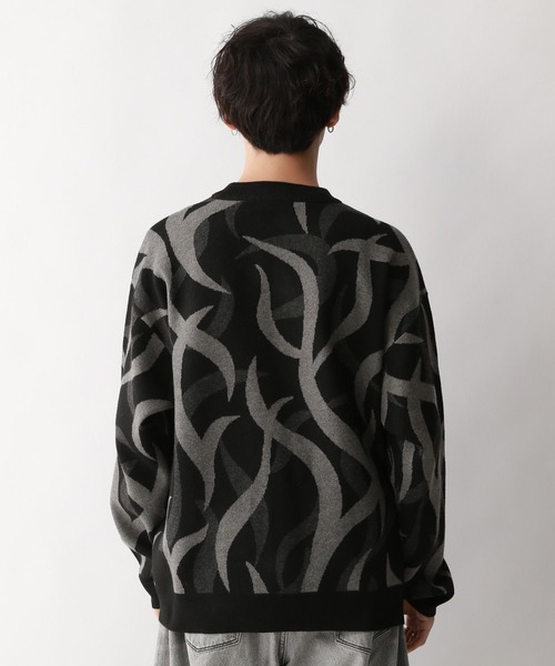 RAGEBLUE（レイジブルー）の「トライバル柄/ジャガード織りルーズニットクルー（ニット/セーター・メンズ・ブラック系その他/ホワイト系その他・LARGE/MEDIUM）」の5枚目の写真